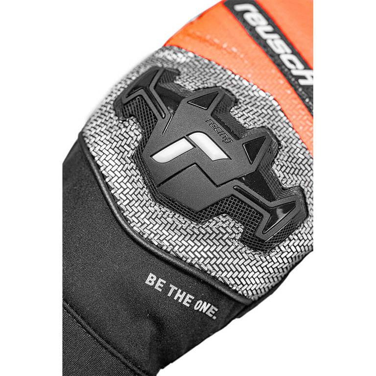 Smucarske rokavice Reusch Worldcup Warrior R TEX XT Junior Mitten 7588 blcksilverfluo red2